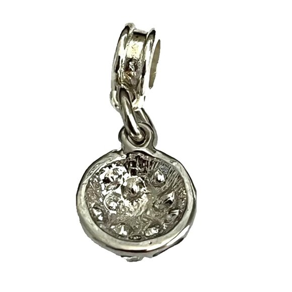 Crystal Soccer Ball European Bead Slider Charm for Bracelet Silver Tone Enamel - Picture 4 of 6